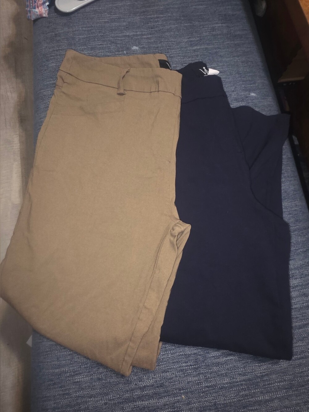 Viv Collection Khaki And Blue Casual Pants
